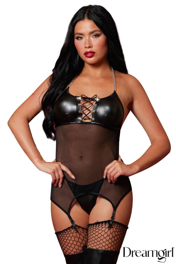 DG13297 - Lace-Up Bust Garter Slip