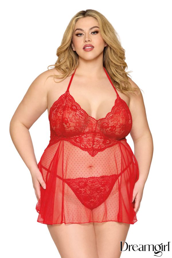 DG13524X - Dot Mesh Babydoll