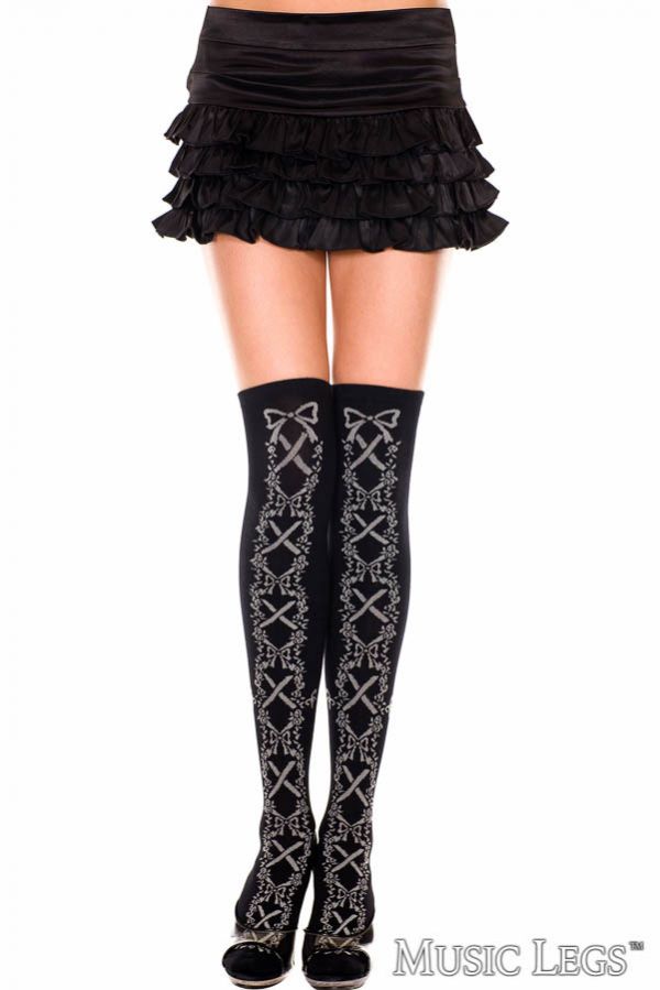 ML4608 - Lace-up Print Thigh Hi