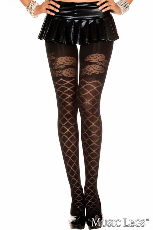 ML7236 - FLORAL LACE-UP PANTYHOSE