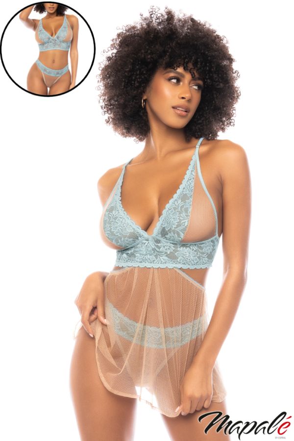 MA7541- 3PC Sheer Babydoll