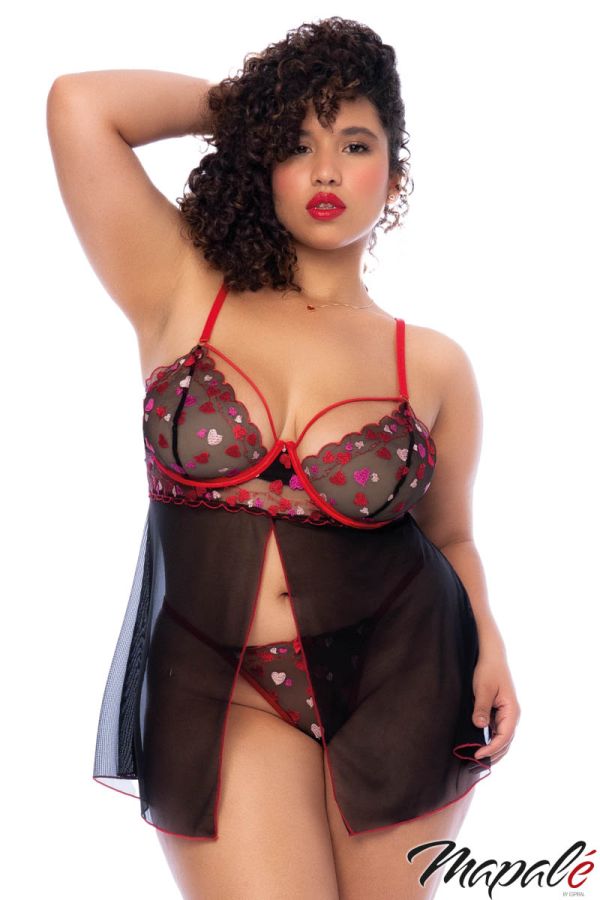 MA7560 - Heart Mesh Babydoll