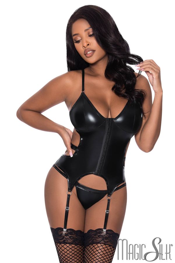 MSM319 - Wet Look Bustier & Thong